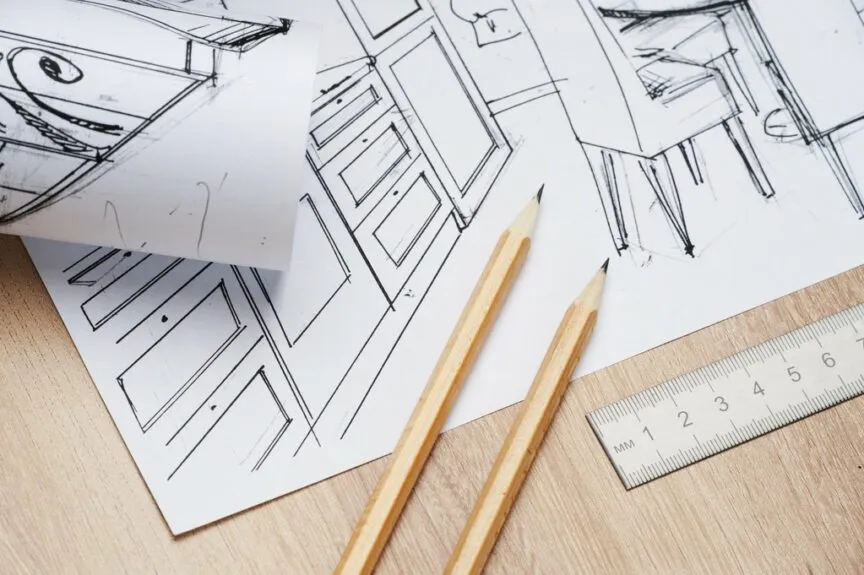 Architecture rolls of architectural plans for the project of architect Architecture rolls of architectural plans for the project of architect